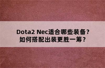 Dota2 Nec适合哪些装备？如何搭配出装更胜一筹？